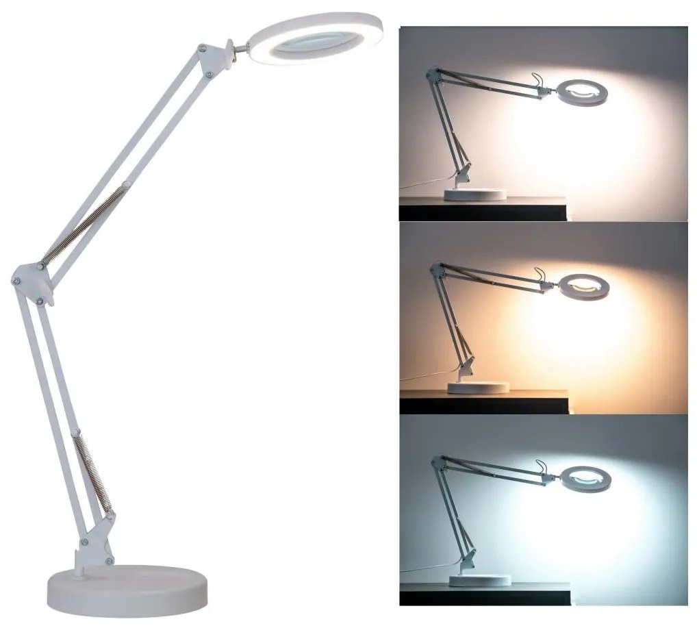 Brilagi Brilagi - LED Stmievateľná stolná lampa s lupou LED/12W/5V 3000/4200/6000K biela BG0617