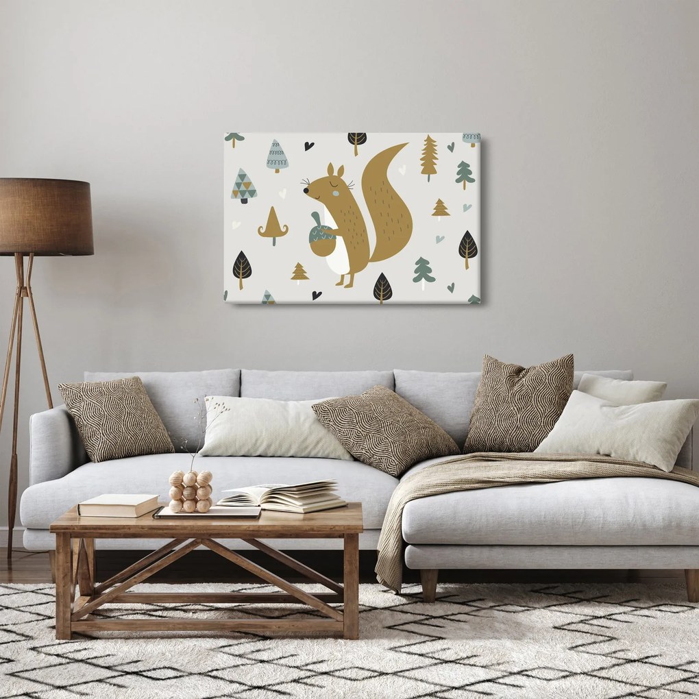 Obraz - Veverička s orieškom (90x60 cm)