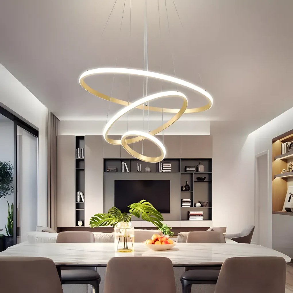 Toolight Toolight, závesné svietidlo 100cm, 60W, 3000K, LHJ010-CP4, zlatá matná, OSW-50003