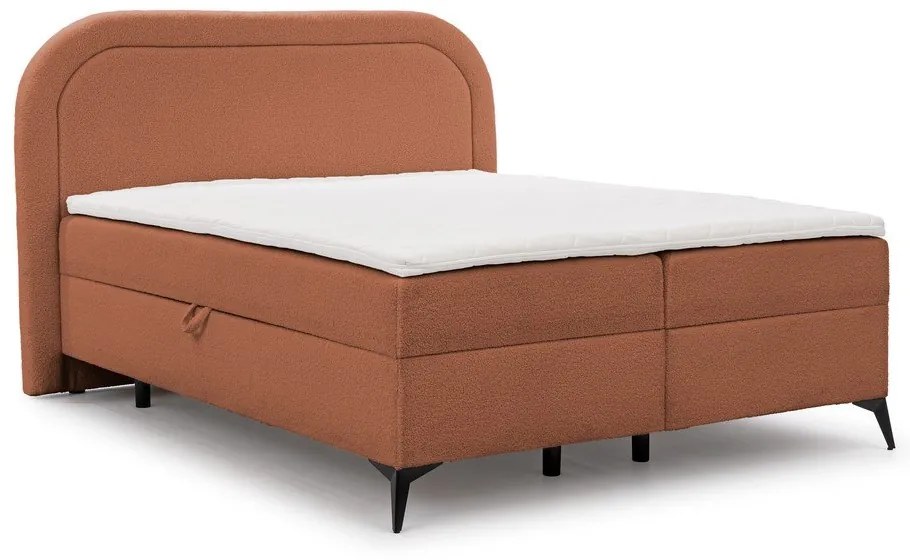 Oranžová boxspring posteľ s úložným priestorom 160x200 cm Ornes – Ropez