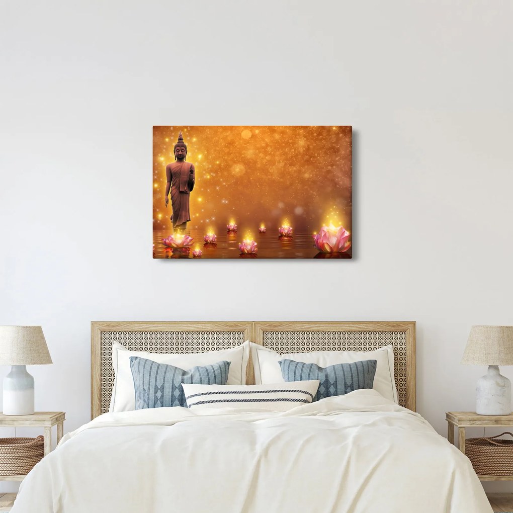 Obraz - Budha v zlatom lesku (90x60 cm)
