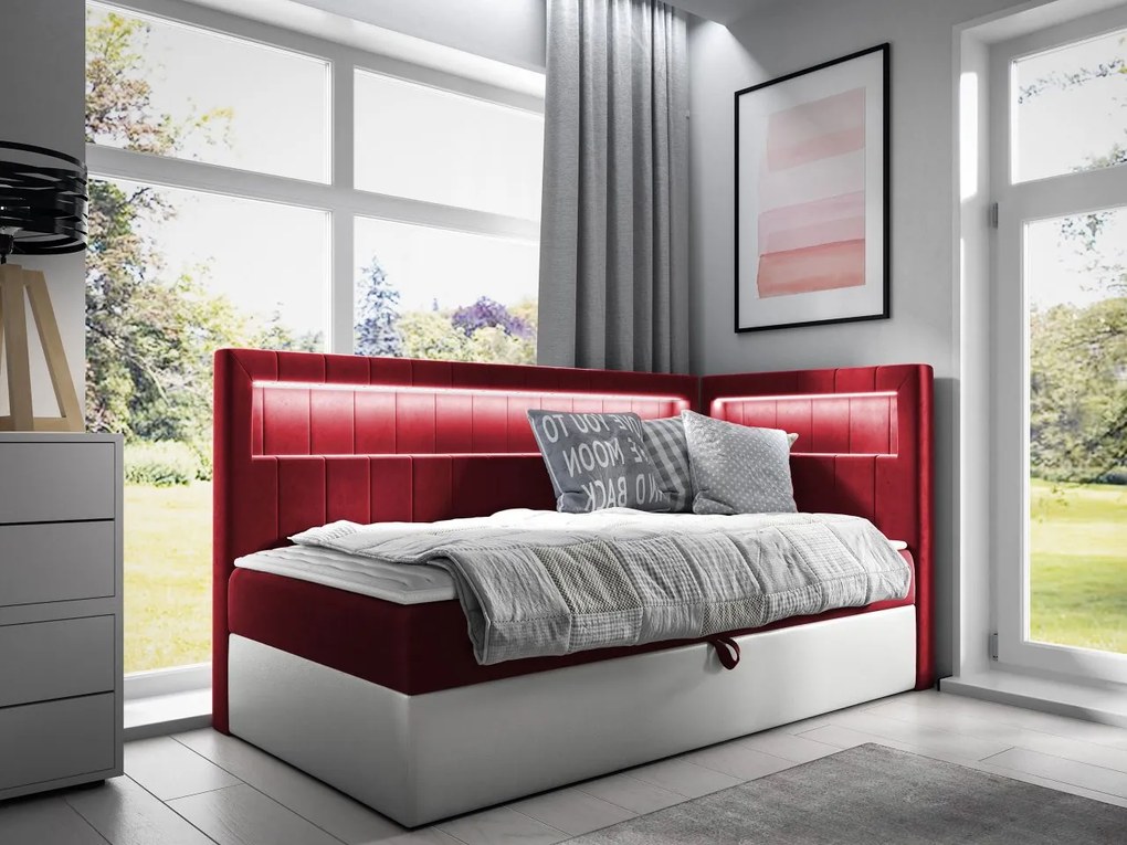 Jednolôžková posteľ 80cm Rivaldi 3 (biela + červená). Vlastná spoľahlivá doprava až k Vám domov. 1122304