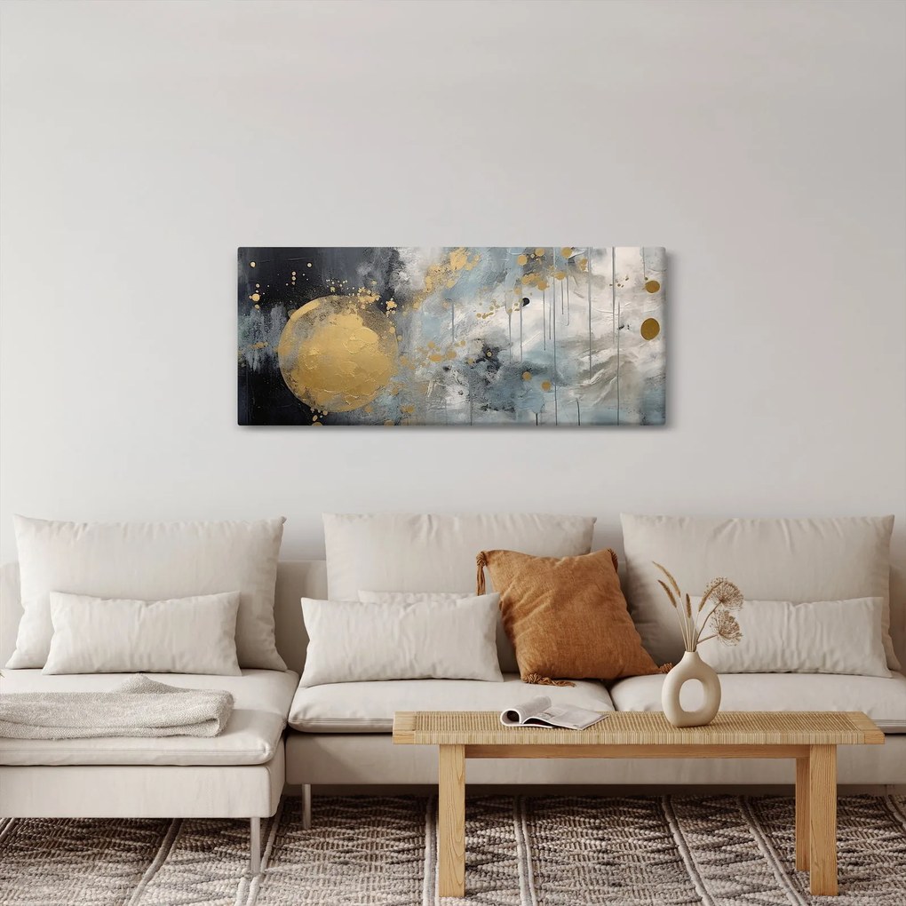 Obraz - Abstrakcia so zlatou guľou (120x50 cm)