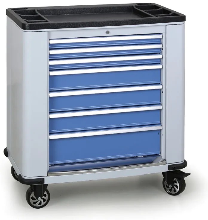 Pojazdný dielenský vozík na náradie EXPERT, 7 zásuviek, 1030 x 900 x 530 mm, modrá
