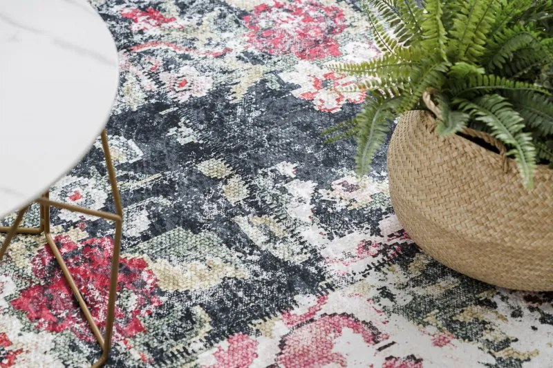 Dywany Łuszczów, Kusový koberec ANDRE Flowers 1816D, 160x220, čiernobiela, chodba / predsieň