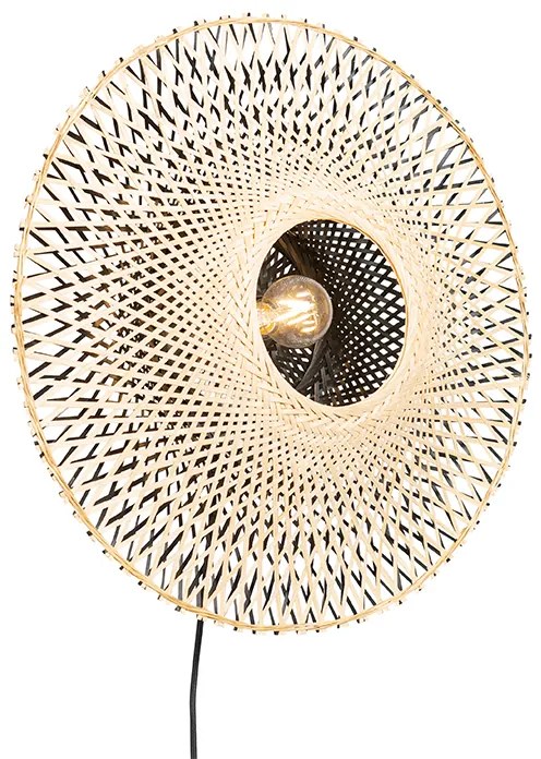 Orientálna nástenná lampa bambus 50 cm so zástrčkou - Rina