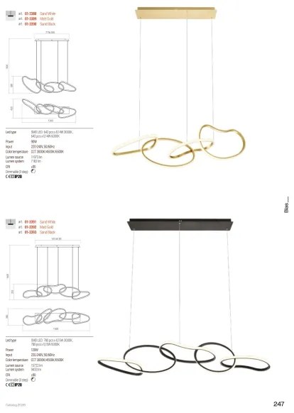 Redo 01-3392 - Stmievateľný LED závesný luster na lanku BIAS LED/120W/230V zlatý