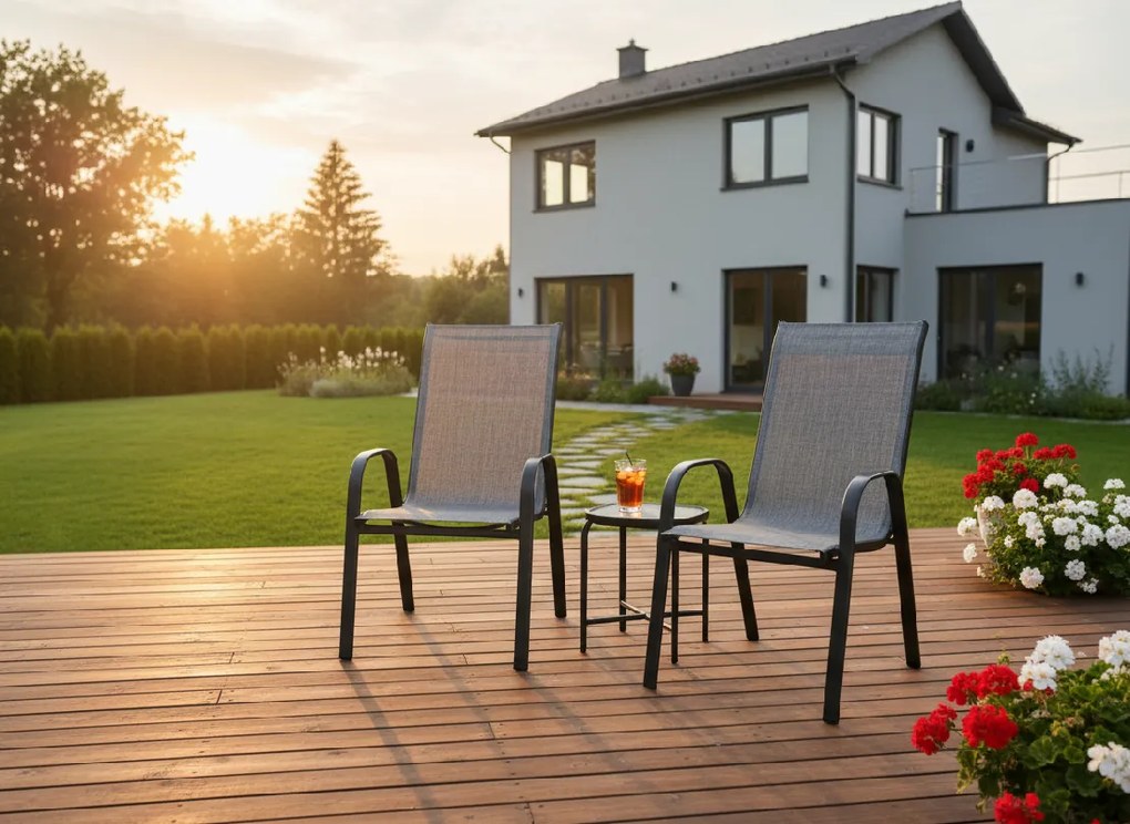 Garden Line SADA 2 ŠEDÝCH ZÁHRADNÝCH STOLIČIEK 54 x 72 x 96