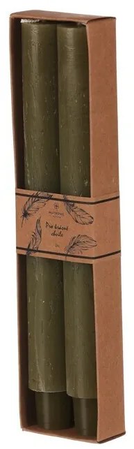 Súprava kónických sviečok, sv. zelená, 2 ks, parafín