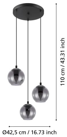 Eglo 98653 - Luster na lanku ARISCANI 3xE27/40W/230V