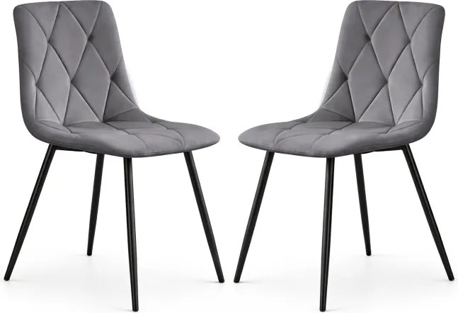 Sada dvoch jedálenských stoličiek MILO zamatové, grafitové / čierne nohy (2 ks)
