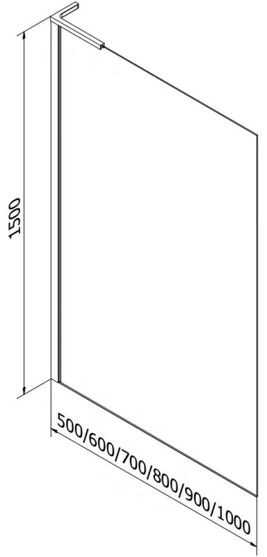 Mexen Next, vaňová zástena 1-krídlová 60 x 150 cm, fixné krídlo, 6 mm číre sklo, brúsený grafit profil, 895-060-000-03-00-66