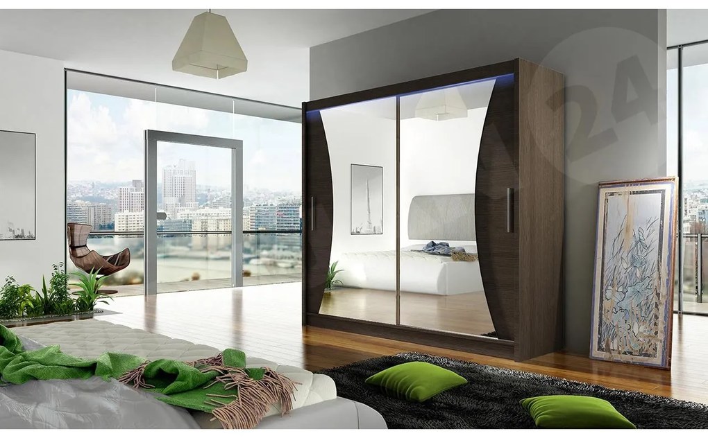 Šatníková skriňa London V, Farby: kašmír, Osvetlenie: osvetlenie LED RGB - farebné