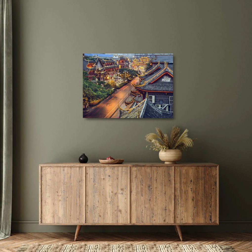 Sklenený obraz - Qintai Road, Čcheng-tu, Čína (70x50 cm)