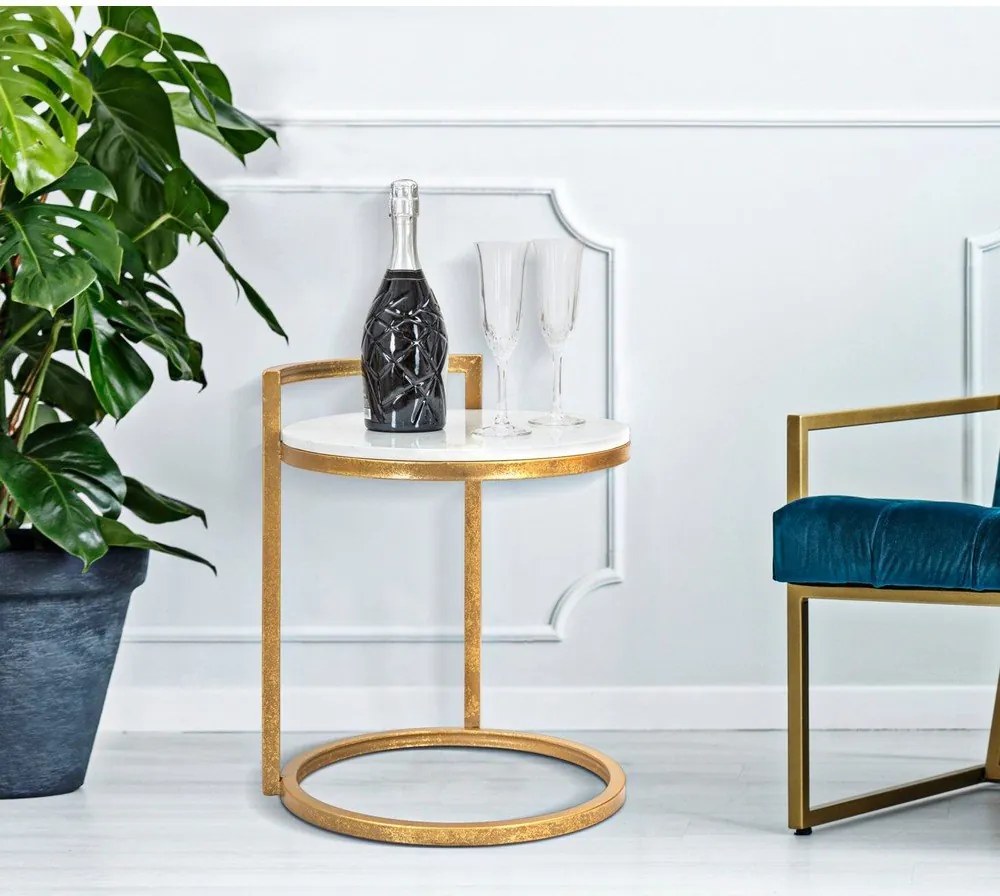 Okrúhly odkladací stolík s mramorovou doskou ø 40,5 cm Round Marble – Mauro Ferretti