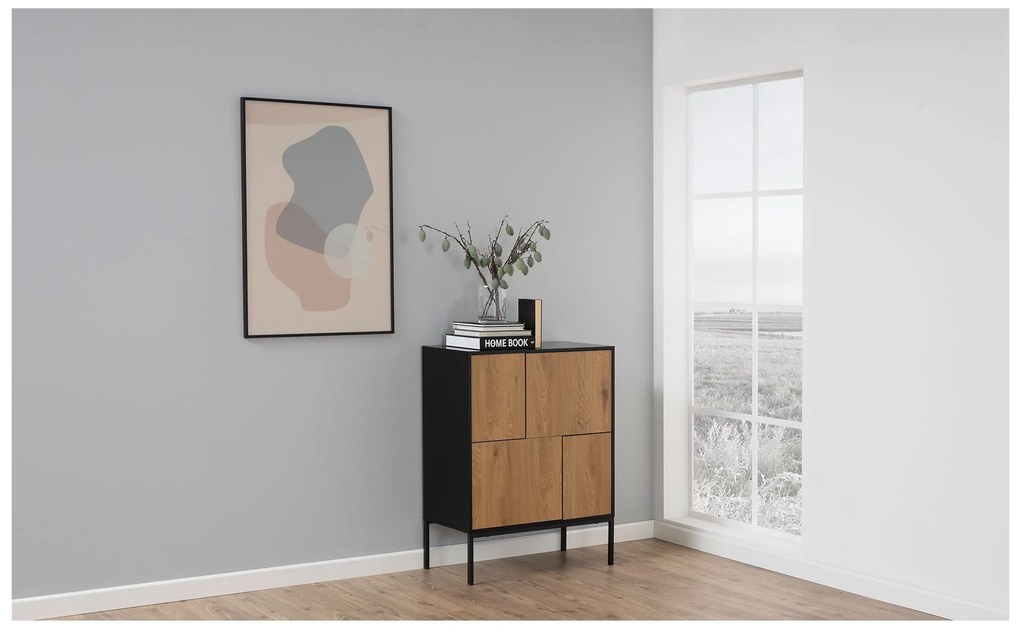 Béžová;čierna Príborník Seaford 103 × 80 × 40 cm ACTONA