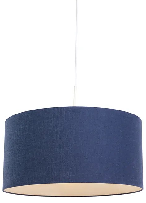 Moderné závesné svietidlo biele s antickým modrým tienidlom 50 cm - Combi 1