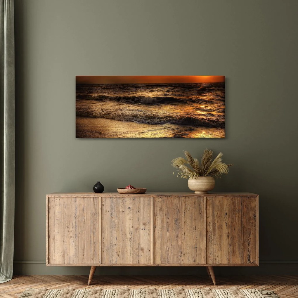 Obraz - Vlny pri pobreží (120x50 cm)