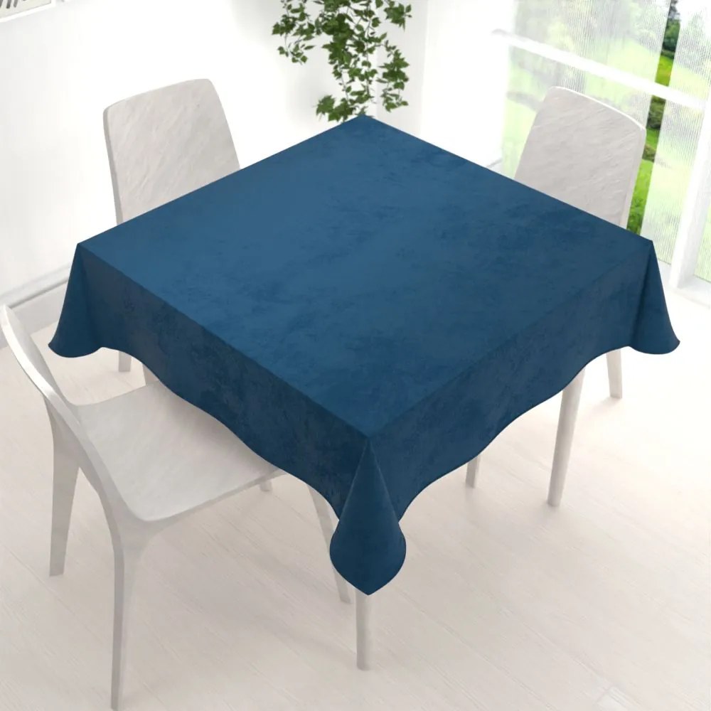 Biante Veľký zamatový štvorcový obrus Velvet Prémium SVP-001 Petrolejovo modrý 200x200 cm
