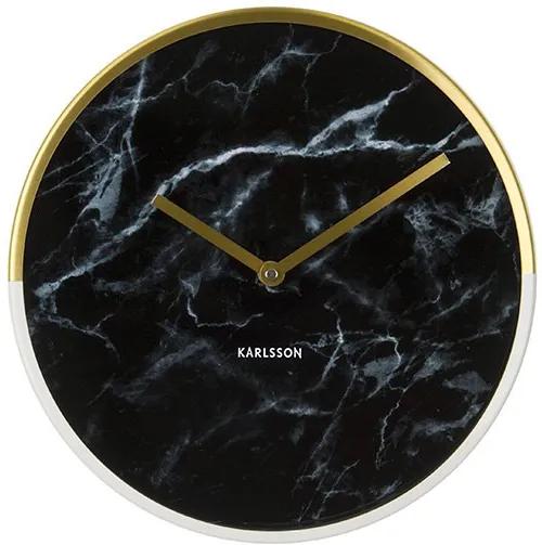 KARLSSON Nástenné hodiny Marble Delight zlaté čierne