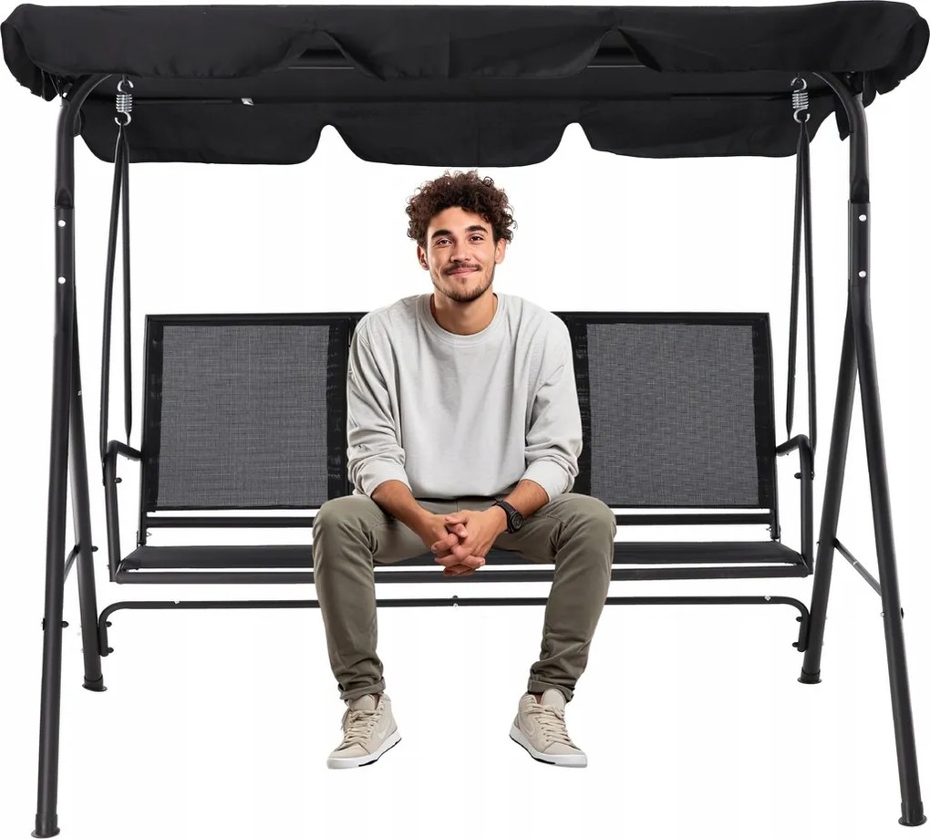 Garden Line ZÁHRADNÁ HOJDAČKA S TEXTILENE 170 x 110 x 153 cm ČIERNA