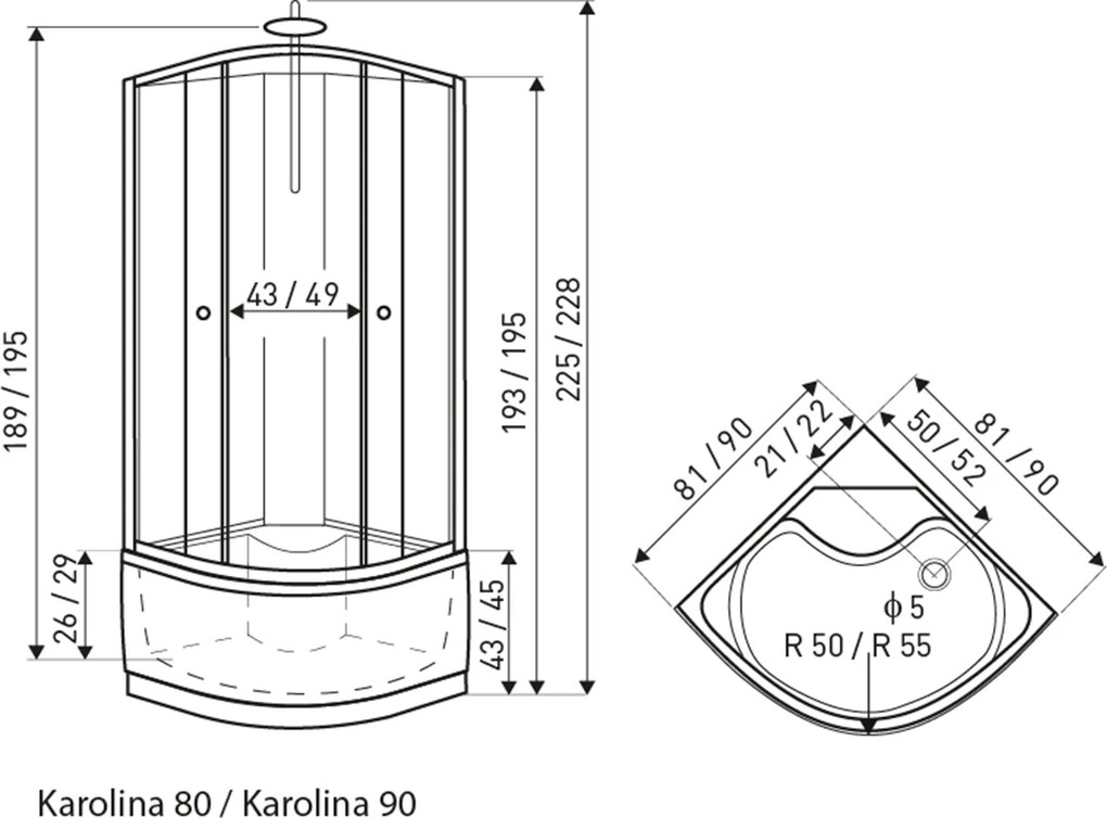 Novoterm Hydromasážny box NV-Karo 90x90 čierny