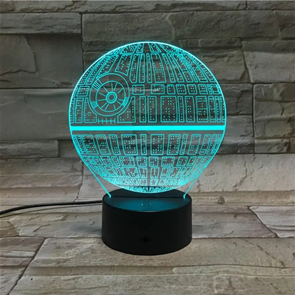 3Dmix 3DL-CRK037 – 3D LED nočná lampa - Hviezda smrti (Star Wars) (Crack základňa)