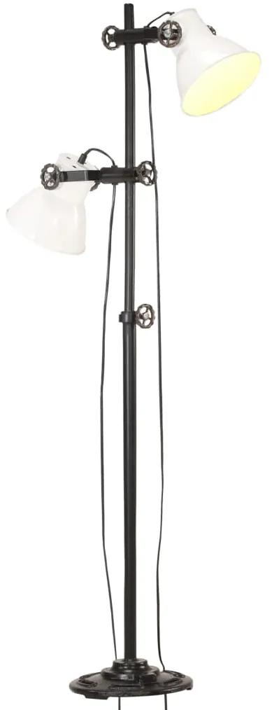 vidaXL Stojanová lampa s 2 tienidlami biela E27 liatina železa