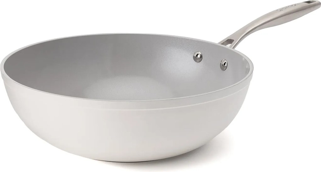 Elmich Nepriľnavá keramická panvica wok Zen Ø 28 cm – krémovobiela