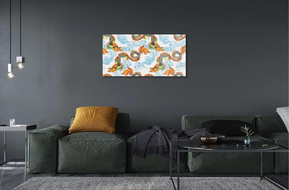 Sklenený obraz Japonské farebné drakmi 120x60 cm