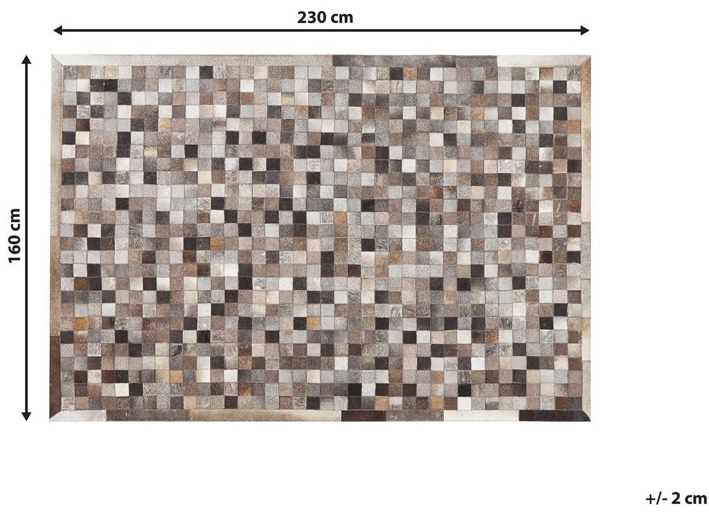 Kožený koberec 160 x 230 cm sivá/hnedá/béžová ARMUTLU Beliani