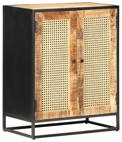 vidaXL Komoda 60x35x75 cm surové mangovníkové drevo a trstina-