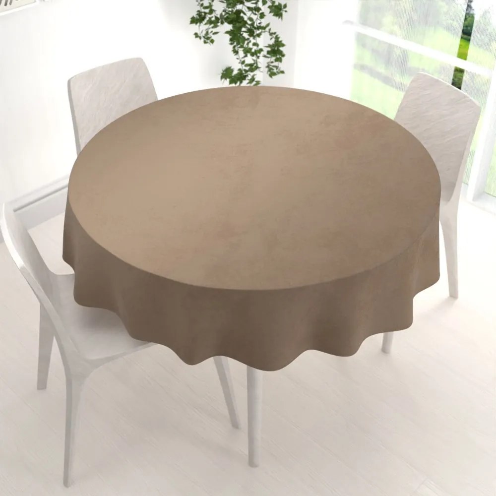 Biante Veľký zamatový okrúhly obrus Velvet Premium SVP-034 Kávovo hnedý Ø 260 cm