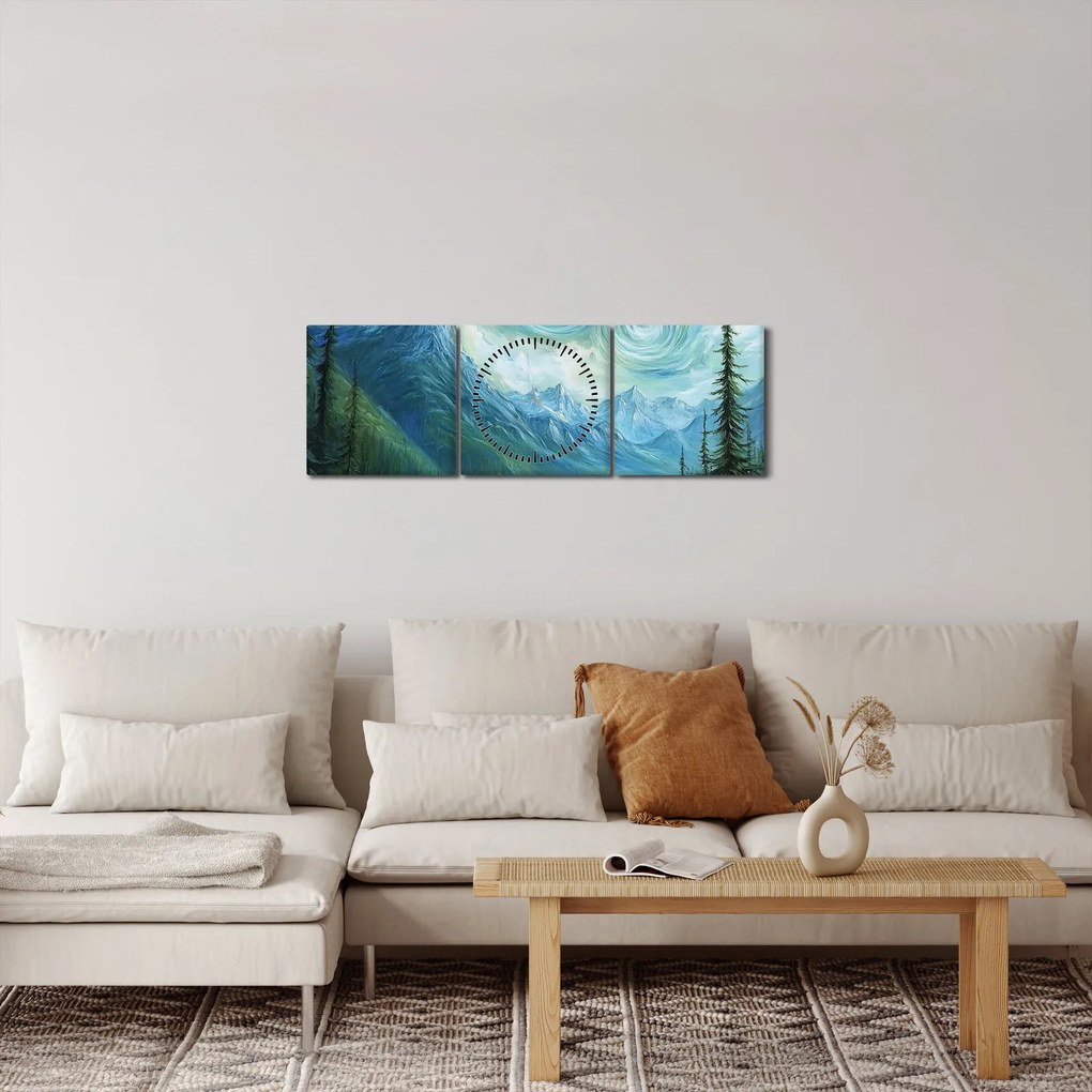 Obraz - Krajina s nádychom Van Gogha (s hodinami) (90x30 cm)