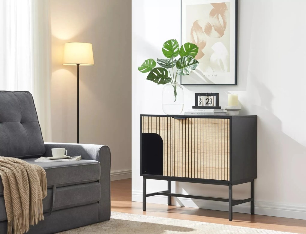 Komoda Mago 75 cm dub přírodní/černý mat