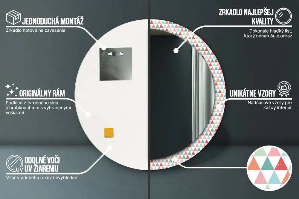 Okrúhle zrkadlo s potlačou Geometrický vzor fi 100 cm