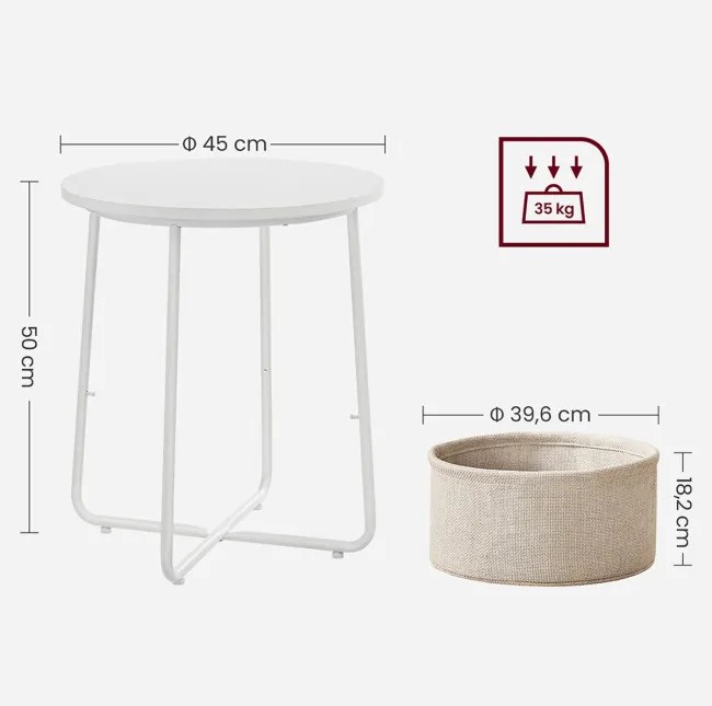 Príručný stolík biely AKF-E1023 WT