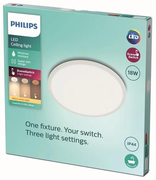 Philips 8719514327269 Stropné svietidlo Philips SUPER SLIM LED 18W, 1500lm, 2700K, IP44, biela