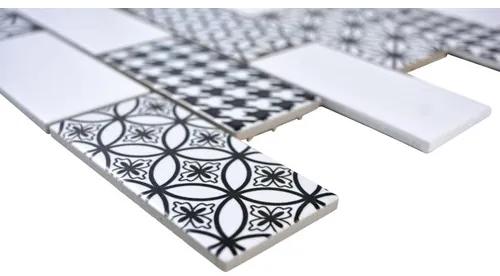 Keramická mozaika Misto biela/čierna lesklá 28,3x29,1 cm