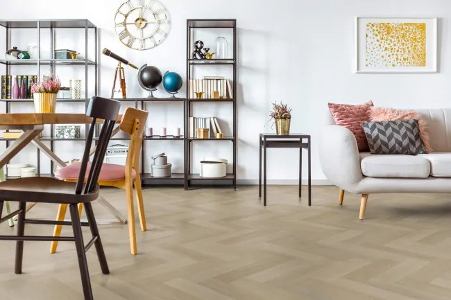 PVC podlaha ICONIK 240 ANCARES HERRINGBONE svetlohnedá