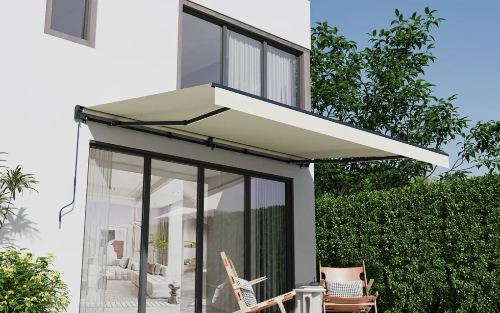 Elektrická markíza s LED osvetlením BestBerg BBSU-EL495BG / 495 x 300 cm / béžová