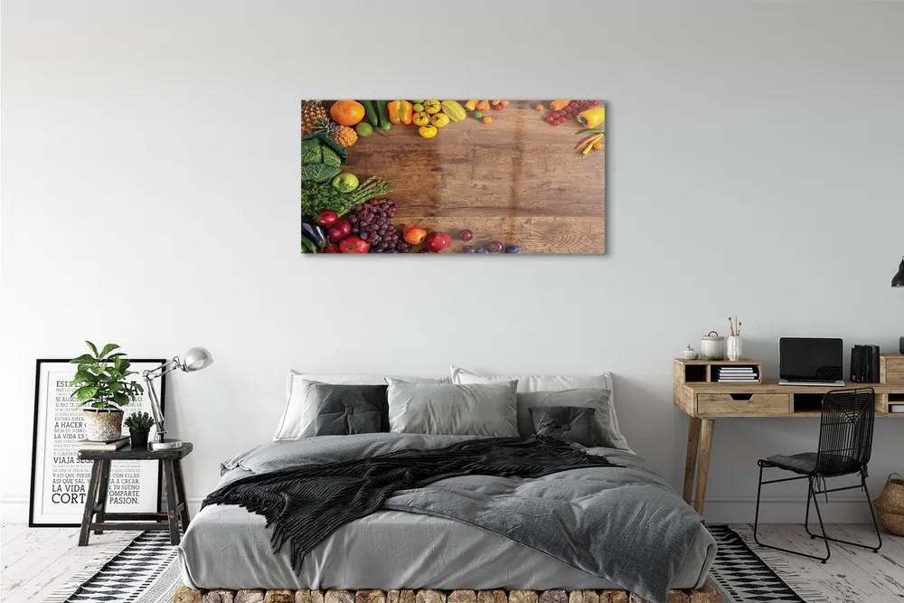 Obraz plexi Board špargľa ananás jablko 125x50 cm