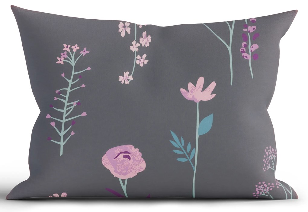 Bavlnená obliečka na vankúš Renforcé 40 × 60 cm - Vlčie maky tmavo šedé