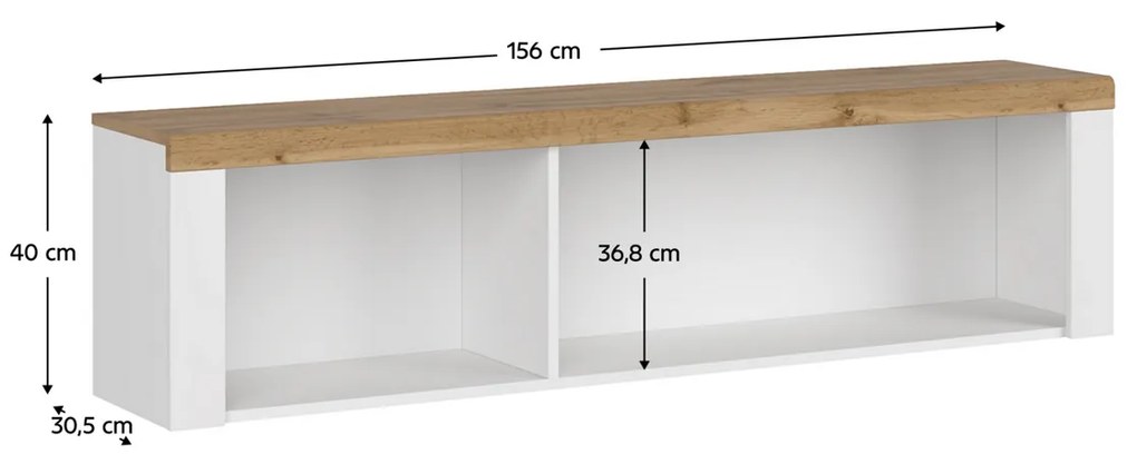 VILGO 160 nástenná polica, lesklá biela
