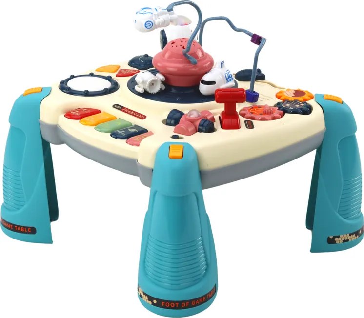 LEAN Toys Detský interaktívny vzdelávací stôl Piano Space Blue