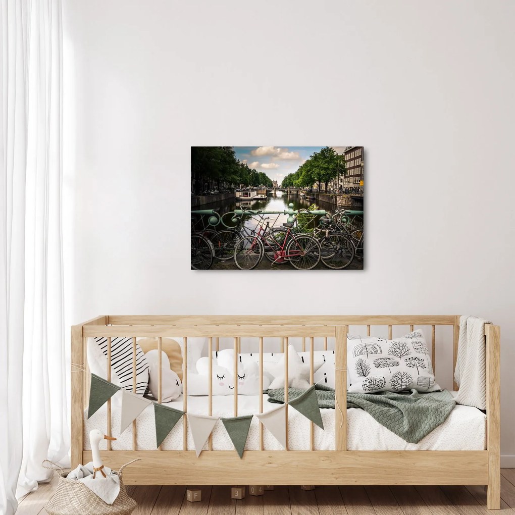 Obraz bicykla v meste (70x50 cm)