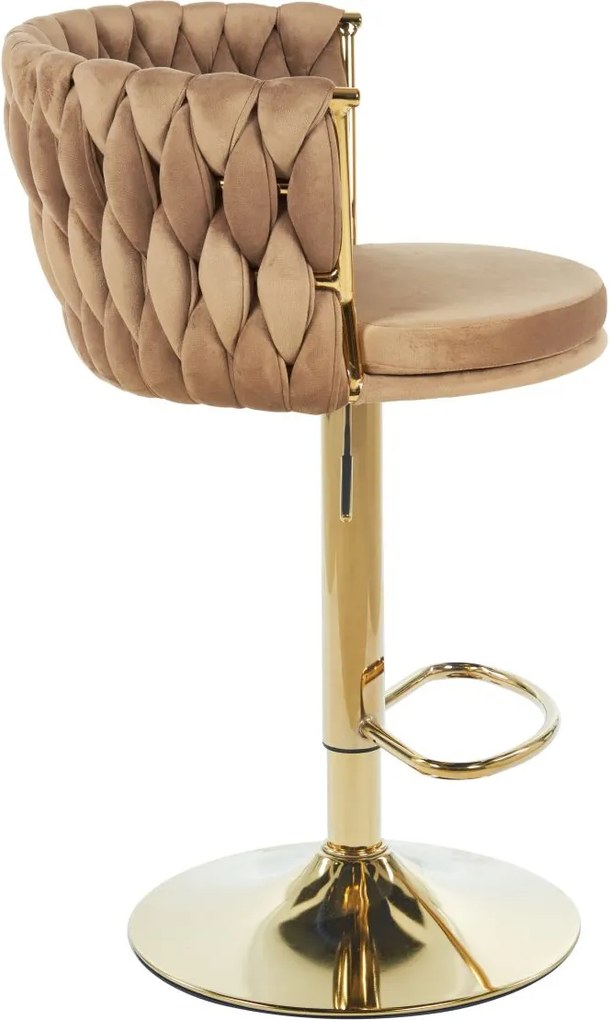 Dekorstudio Barová stolička GLAMOUR TWIST cappuccino (zlatý rám)