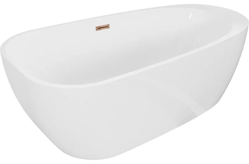 Mexen Giada, voľne stojaca vaňa 170 x 90 cm, biela lesklá, ružové zlato, 52741709000-60