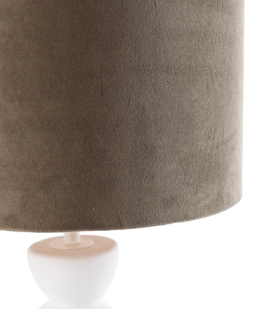 Dizajnová stolná lampa biela s tienidlom z velúru taupe so zlatom 25 cm - Alisia