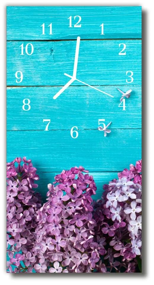 Nástenné hodiny vertikálne Kvety drevo bez farby 30x60 cm